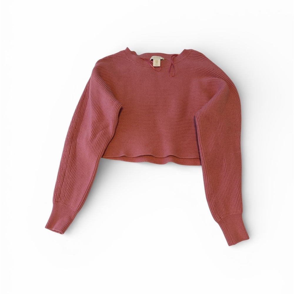 House of Harlow 1960 Rose Pink Cropped Knit Sweater